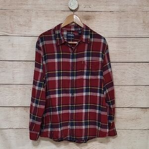 💘 Chaps Men's XL Red Plaid Long Sleeve Button Down Shirt